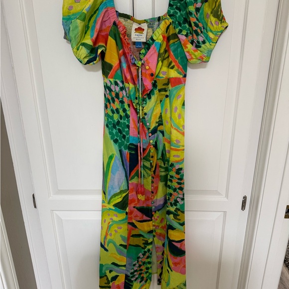 FARM Rio Dresses & Skirts - FARM Rio Multicolor Tropical Print Maxi Dress - Green, Yellow, Pink, Blue